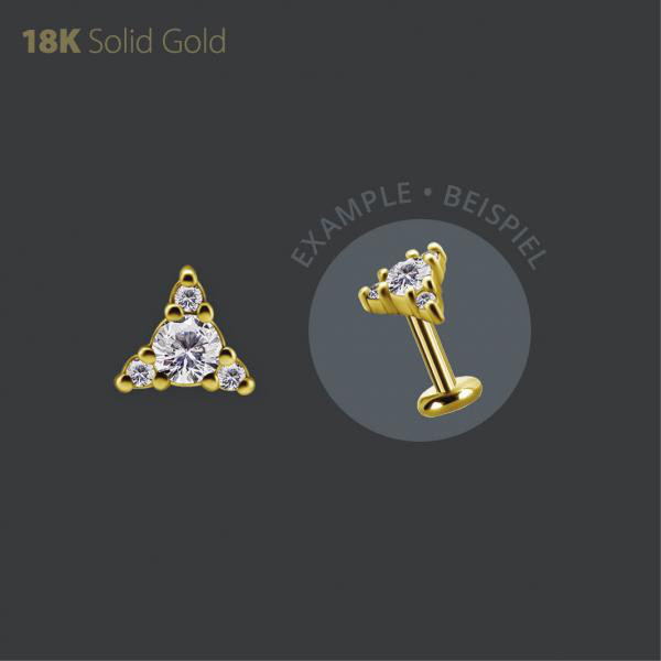 18K GOLD THREADLESS ATTACHMENT SET W. PREMIUM ZIRCONIA