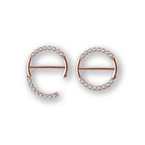 ROSE GOLD PVD SS316L NIPPLE RING W.PAVE SET PREMIUM ZIRCONIA