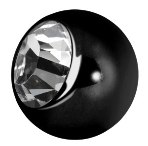 BLACK PVD TITANIUM JEWELLED 3MM MICRO BALLS (BIG STONE)