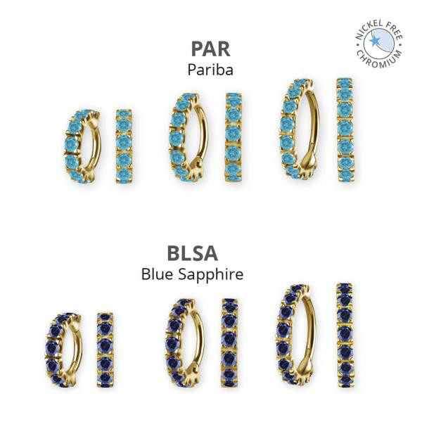 18K GOLD PVD CoCr NF HINGED CLICKER SET W. LAB CREATED GEMSTONE