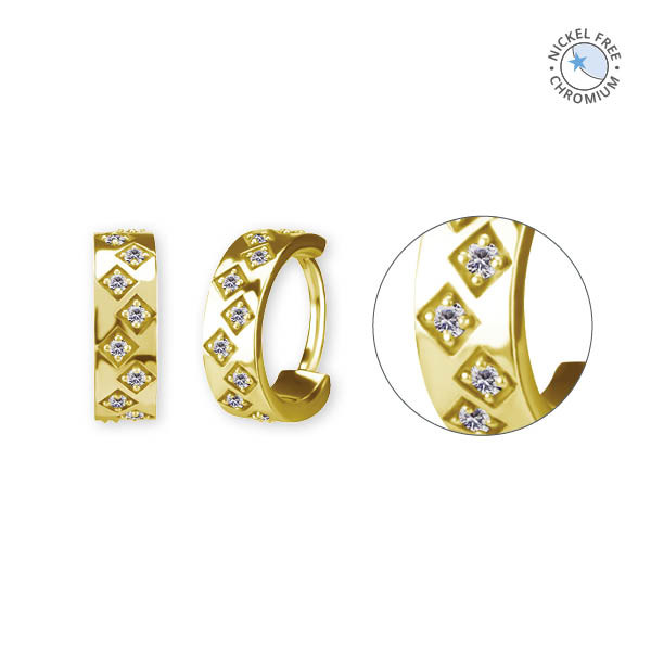 18K GOLD PVD CoCr NF HINGED SEGMENT RING SET W. PREMIUM ZIRCONIA