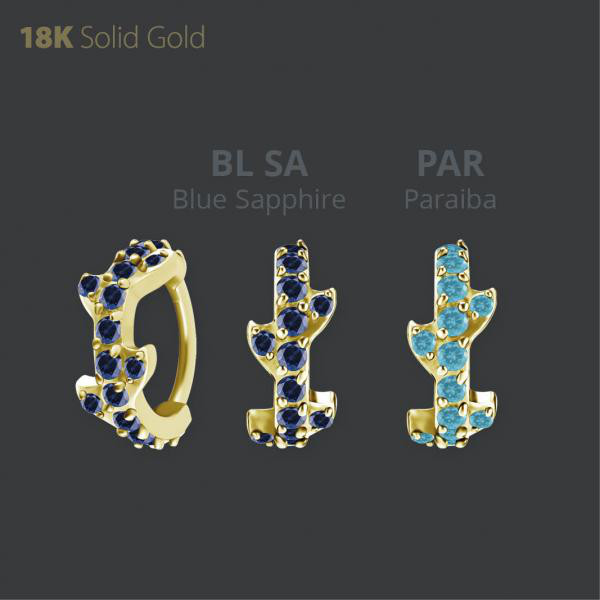 18K GOLD HINGED SEGMENT RING SET W. LAB CREATED GEMSTONE