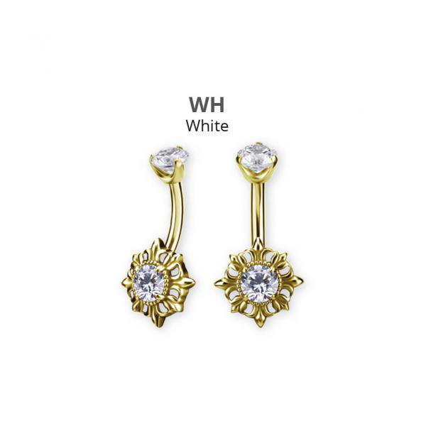 24K GOLD PVD SS316L INTERNAL DOUBLE JEWELLED BANANAS SET W.PREMIUM ZIRCONIA