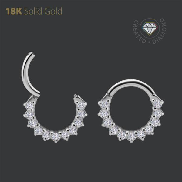 18K WHITE GOLD JEWELLED SEPTUM & DAITH CLICKER SET W. LAB CREATED DIAMONDS