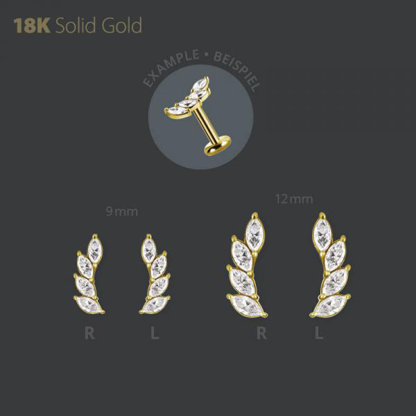 18K GOLD INTERNAL MICRO ATTACHMENT SET W. MAROUISE PREMIUM ZIRCONIA