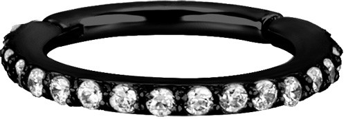 BLACK PVD SS316L JEWELLED HINGED RING SET W.PREMIUM ZIRCONIA