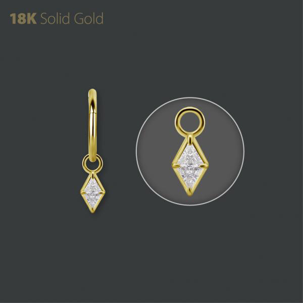 18K GOLD CHARM SET WITH TRIANGLE PREMIUM ZIRCONIA