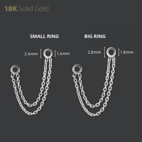 18K WHITE GOLD STACKED CONNECTING CHAIN FOR CLICKERS