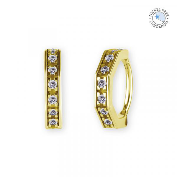 18K GOLD PVD CoCr NF OCTAGON HINGED SEGMENT RING SET W. PREMIUM ZIRCONIA