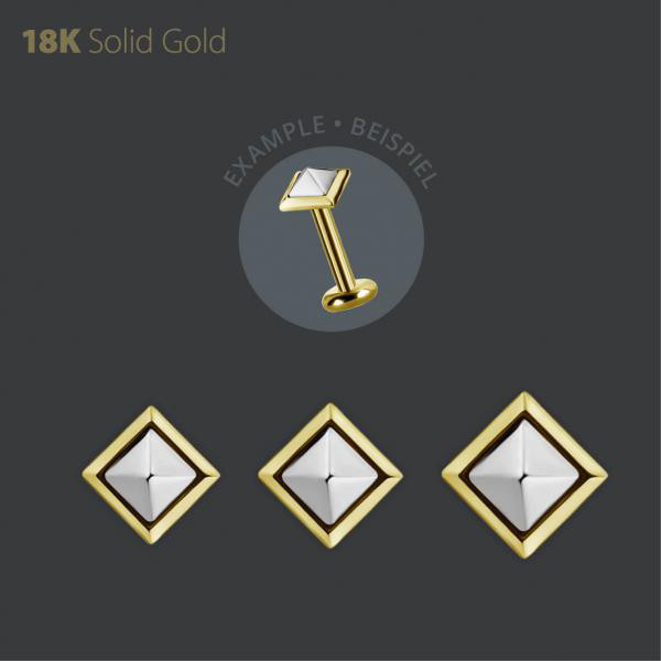 18K GOLD 2 TONE THREADLESS PYRAMIDE SHAPE ATTACHMENT