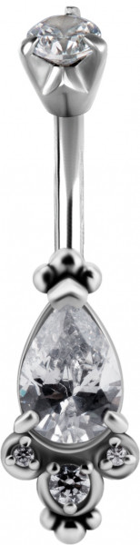 SS316L TRIBAL DOUBLE JEWELLED BANANA SET WITH CUBIC ZIRCONIA