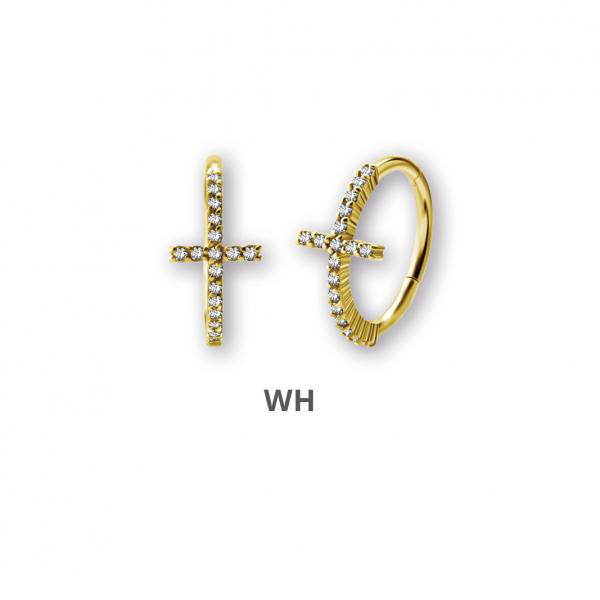 24K GOLD PVD SS316L HINGED CLICKER SET W.CUBIC ZIRCONIA