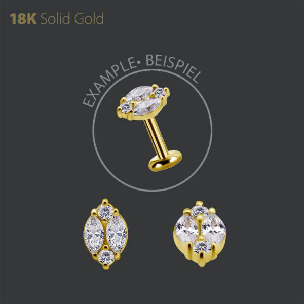18K GOLD INTERNAL MICRO ATTACHMENT SET W. MARQUISE PREMIUM ZIRCONIA