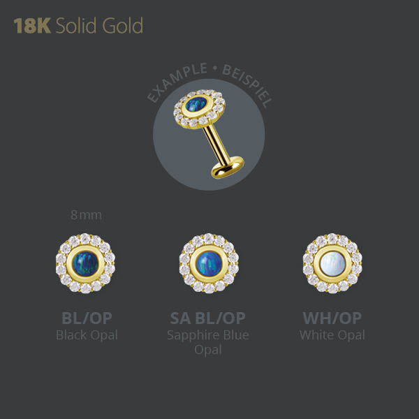 18K GOLD INTERNAL MICRO ATTACHMENT SET W. PREMIUM ZIRCONIA AND LAB CREATED OPAL