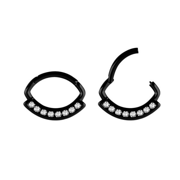 BLACK PVD SS316L HINGED RING - CHANNEL SETTING MARQUISE SHAPE