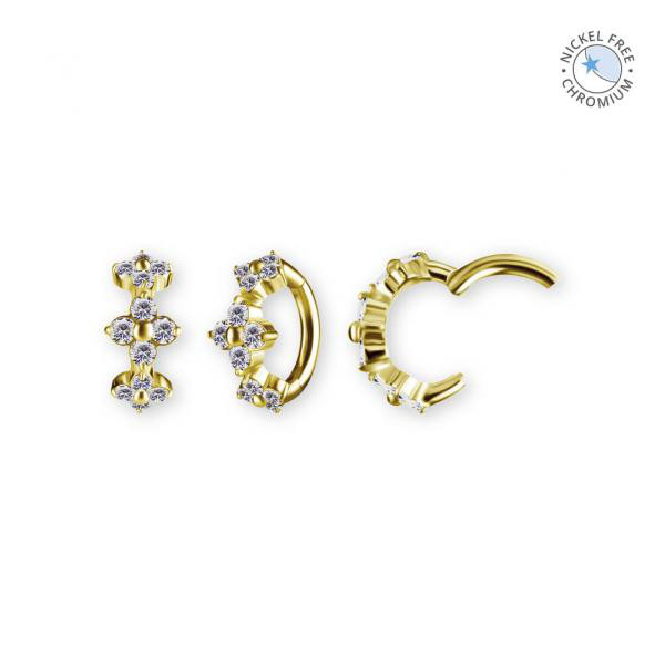 18K GOLD PVD CoCr NF OVAL BELLY CLICKER SET W. PREMIUM ZIRCONIA