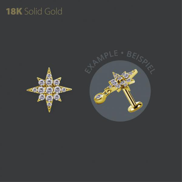 18K GOLD THREADLESS NORDIC STAR ATTACHMENT SET W. PREMIUM ZIRCONIA