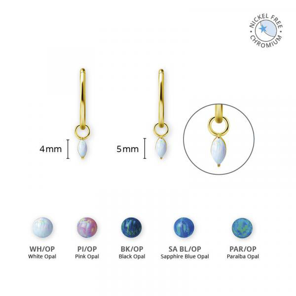 18K GOLD PVD CoCr NF MARQUISE CHARMS SET W. LAB CREATED OPALS