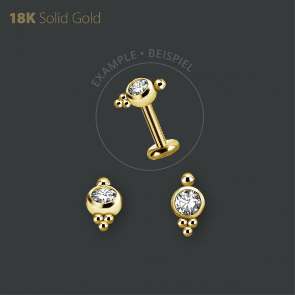 18K GOLD THREADLESS ATTACHMENT SET W. PREMIUM ZIRCONIA