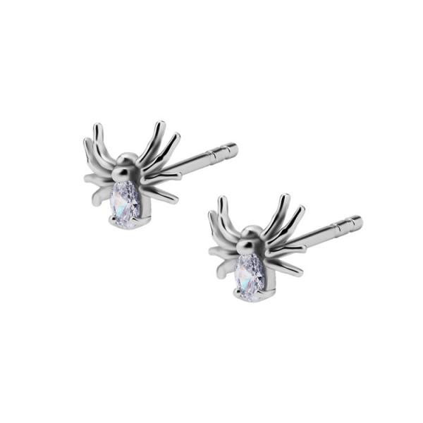 SS316L SPIDER EARSTUDS SET W.PEAR SHAPED CUIBC ZIRCONIA (PAIR)