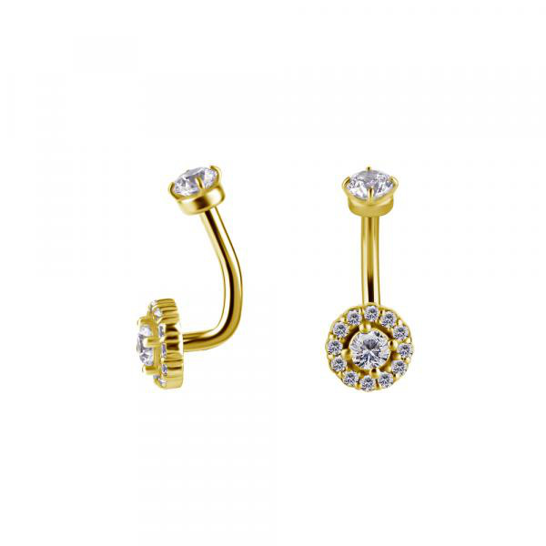 24K GOLD PVD SS316L INT. ROOK HELO BANANA SET W. PREMIUM ZIRCONIA