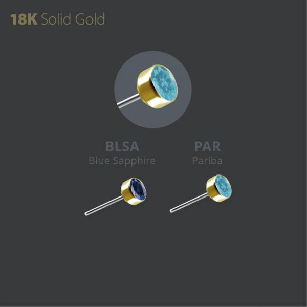 18K GOLD THREADLESS BEZEL ATTACHMENT SET W. LAB CREATED GEMSTONE