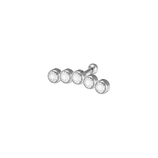SS316L TRAGUS BARBELL JEWLLED DISCS - 5 CUPS (SETTING)