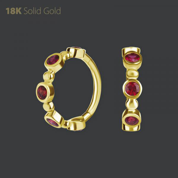 18K GOLD HINGED SEGMENT RING SET W. GENUINE SONGEA SAPPHIRE