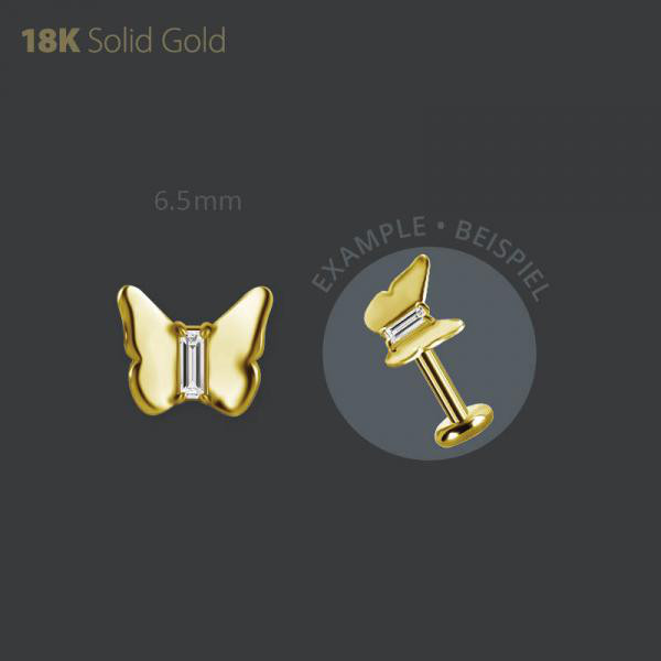 18K GOLD INTERNAL BUTTERFLY MICRO ATTACHMENT SET WITH BAGUETTE PREMIUM ZIRCONIA