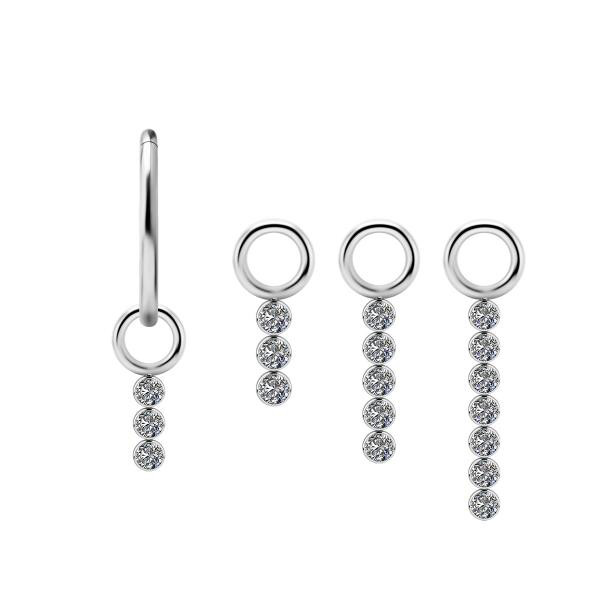 TITANIUM CLUSTER BAR CHARM FOR HINGED RINGS SET W. PREMIUM ZIRCONIA