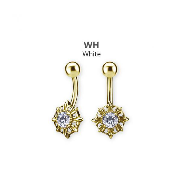 24K GOLD PVD SS316L INTERNAL BANANA SET W. PREMIUM ZIRCONIA