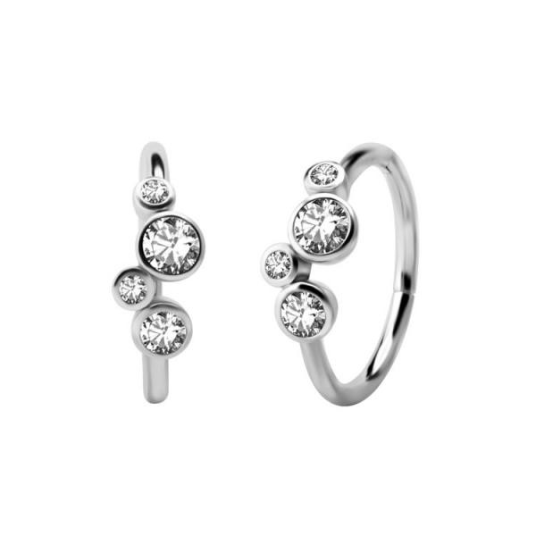 SS316L HINGED CONCH RING SET W. CUBIC ZIRCONIA