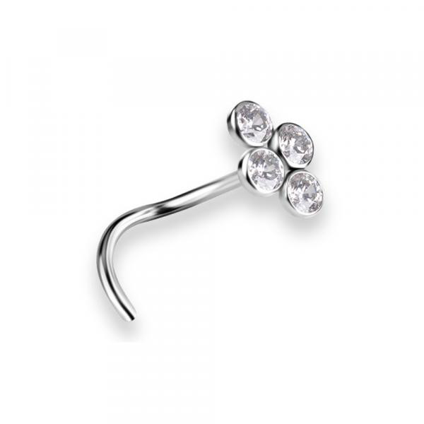 TITANIUM CURVED DISC NOSESTUD SET W. PREMIUM ZIRCONIA