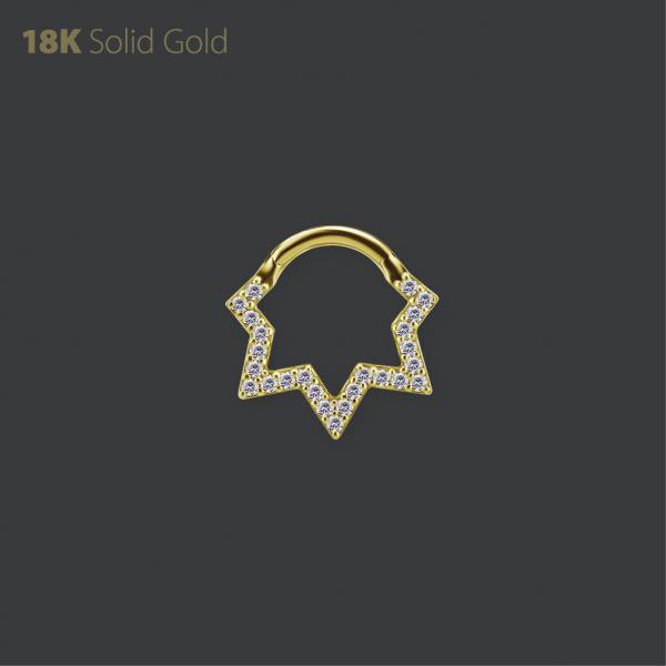 18K GOLD DAITH & SEPTUM CLICKER SET W. PREMIUM ZIRCONIA