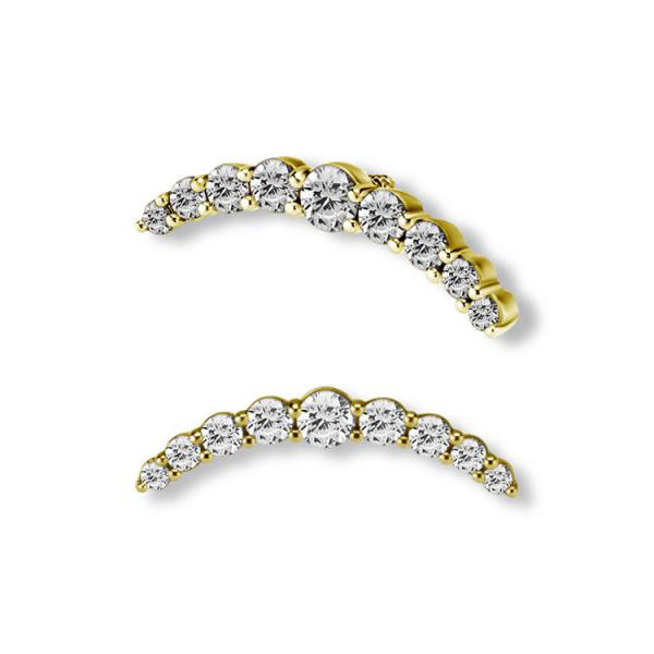24K GOLD PVD MICRO CRESCENT ATTACHMENT SET W. PREMIUM ZIRCONIA