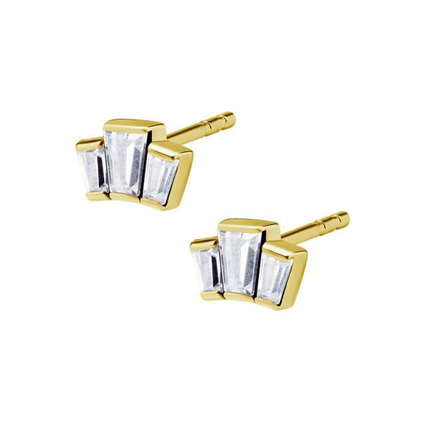 24K GOLD PVD SS316L EARSTUDS SET W.CUBIC ZIRCONIA (PAIR)