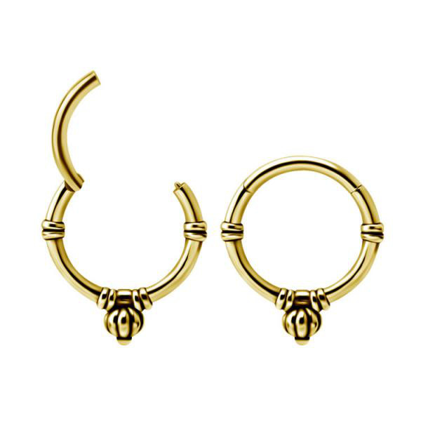 24K GOLD PVD SS316L ETHNIC HINGED CLICKERS