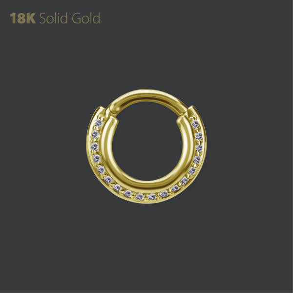 18K GOLD DAITH & SEPTUM CLICKER SET W. PREMIUM ZIRCONIA