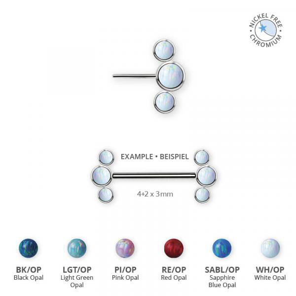 TITANIUM THREADLESS NIPPLE CLUSTER ATT. SET W. LAB CREATED OPALS