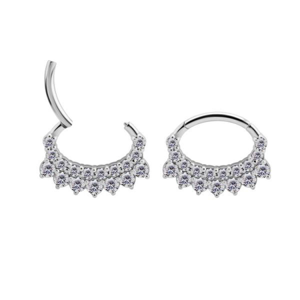 SS316L HINGED SEPTUM/DAITH CLICKER SET W. PREMIUM ZIRCONIA