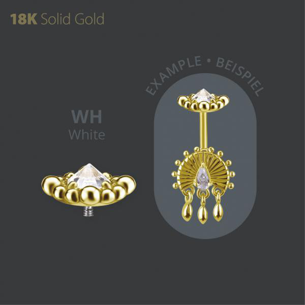 18K GOLD INTERNAL TOP BALL FOR VERTICAL HELIX SET W. INVERTED PREMIUM ZIRCONIA