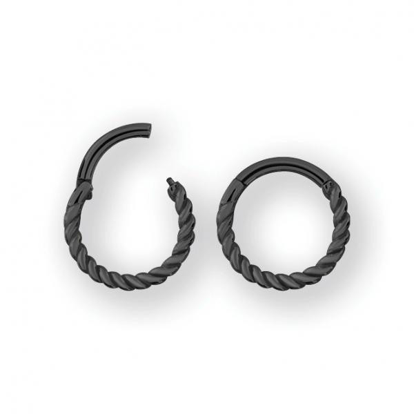 BLACK PVD SS316L HINGED RING (TWISTED WIRE)