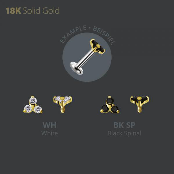 18K GOLD INTERNAL TRINITY ATTACHMENT SET W. PREMIUM ZIRCONIA