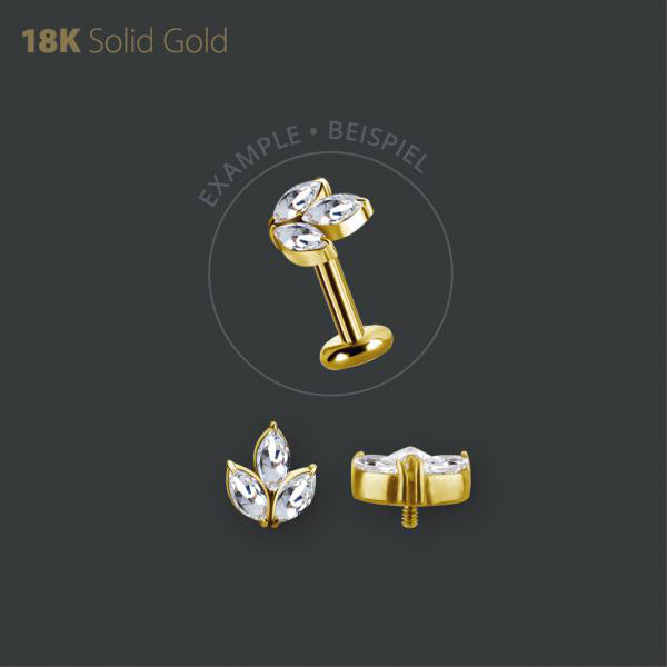 18K GOLD INTERNAL MICRO ATTACHMENT SET W. MARQUISE SHAPE PREMIUM ZIRCONIA