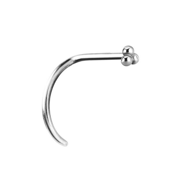 SS316L CURVED NOSE STUD (3BALLS)
