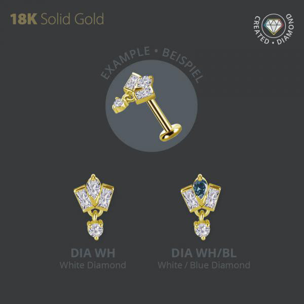18K GOLD INTERNAL ATTACHEMENT SET W. LAB CREATED DIAMONDS