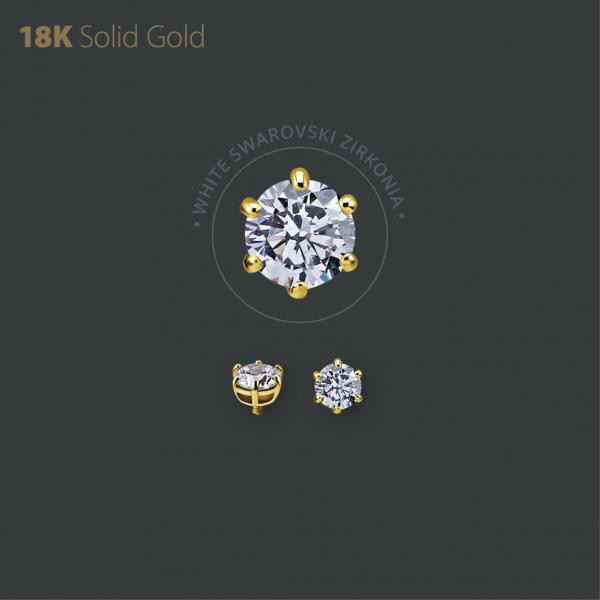 18K GOLD INTERNAL TOP BALL FOR BELLY BANANAS SET W. PREMIUM ZIRCONIA