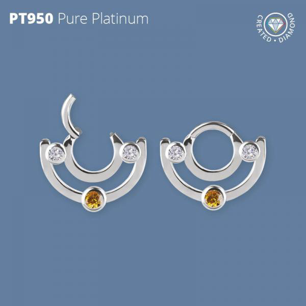PLATINUM 950 DAITH AND SEPTUM CLICKER SET W. LAB CREATED DIAMONDS