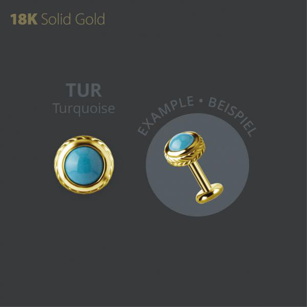 18K GOLD THREADLESS ATTACHMENT SET W. TURQUISE