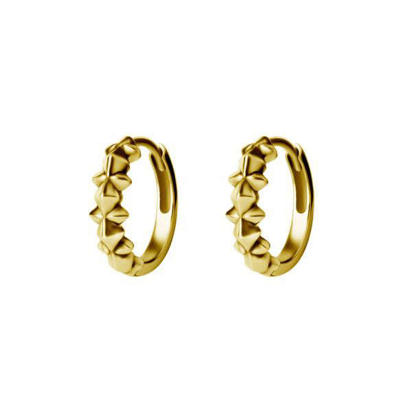 24K GOLD PVD SS316L HOOP EARRINGS (PYRAMIDS & SPIKES)